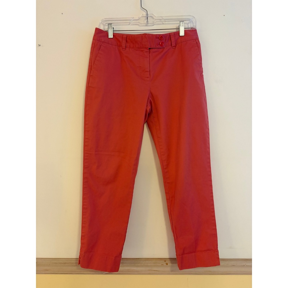 Vineyard Vines Womens‎ Size 6 Coral Pink Stretch Cotton Cropped Chino Pants Slit